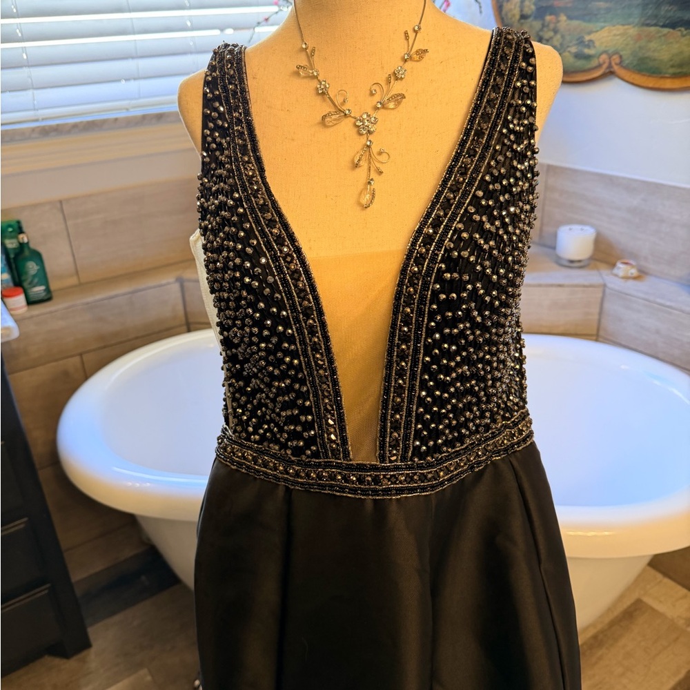 Vienna Prom Black Gown with Beaded Bodice - Picture 5 of 12